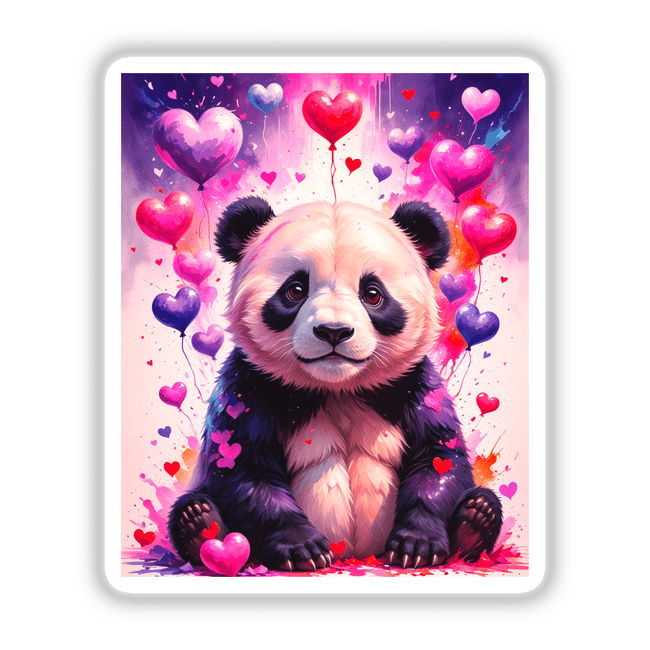 A Cute Panda Bear With Love Hearts features a cartoon panda surrounded by heart shapes, available as vinyl stickers or digital artwork, embodying Decal Venue's unique, playful aesthetic.