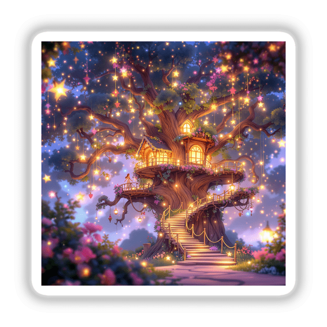 a picture of a tree house in the sky