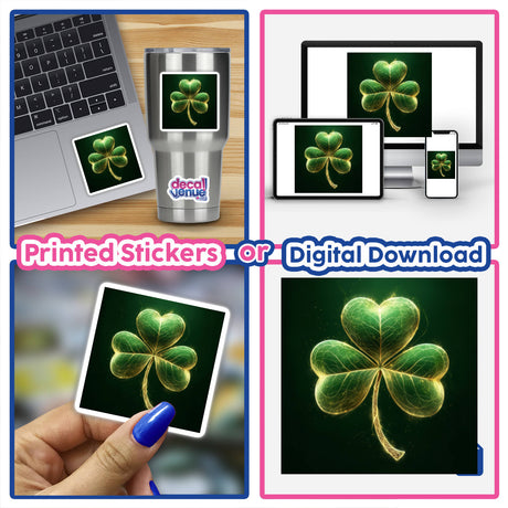 Luminous Shamrock – Glowing Green Clover with Delicate Gold Veins