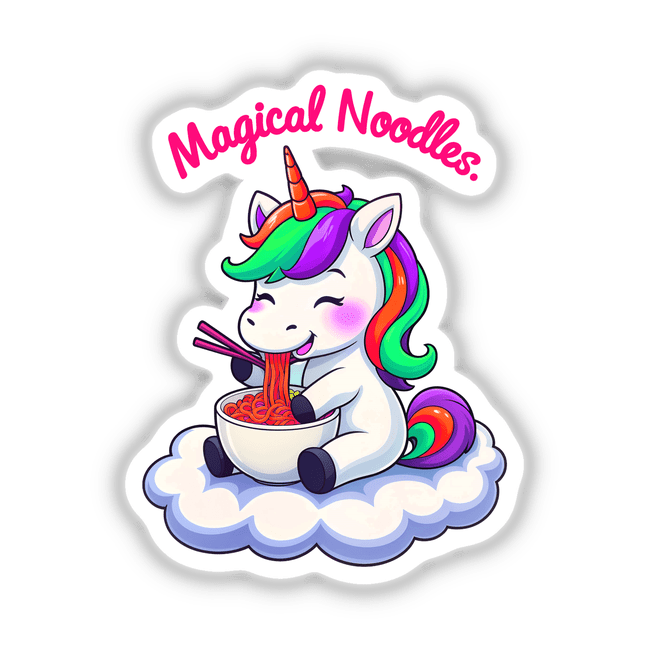 A Cute Unicorn Eating Magical Noodles