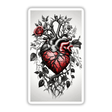 Thorns & Vines Heart: A detailed artwork featuring a heart entwined with vines, leaves, and flowers, available as stickers or digital art.