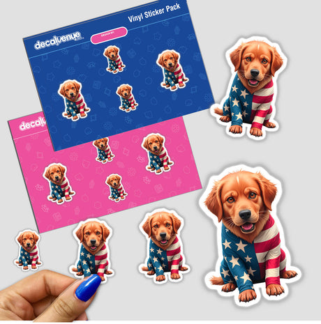 A Cool American Flag Golden Retriever