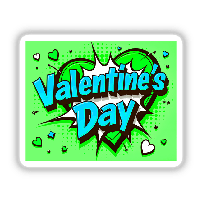 Valentine's Day Love Heart: A vibrant graphic design featuring hearts and arrows, available as stickers or digital artwork, embodying the playful and unique style of Decal Venue.