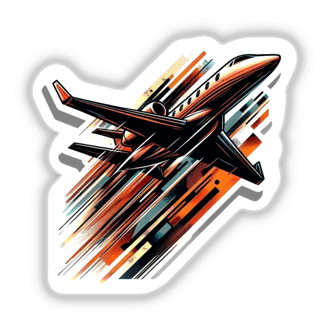 Sleek and stylish Lear Jet digital artwork with vibrant orange, black, and gray accents, showcasing the aircraft's aerodynamic design.