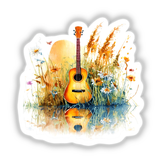 Guitar and wildflowers