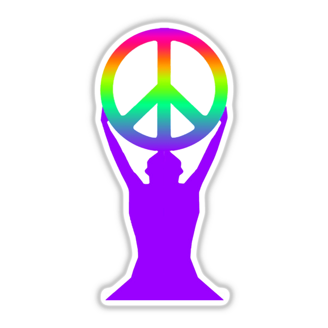 Peace Sign artwork featuring a rainbow-colored peace symbol, available as stickers or digital art, ideal for adding a unique touch to your collection from Decal Venue.