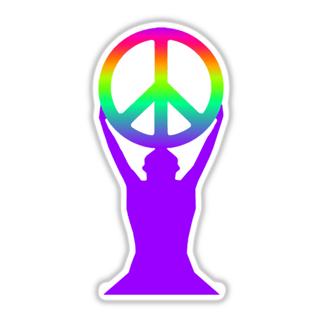 Peace Sign artwork featuring a rainbow-colored peace symbol, available as stickers or digital art, ideal for adding a unique touch to your collection from Decal Venue.