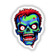 A Cool Neon Punk Zombie Skull cartoon illustration, available as stickers or digital art, featuring vibrant zombie and skull elements. Perfect for unique vinyl sticker enthusiasts from Decal Venue.