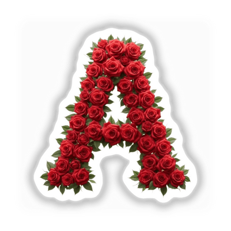 Floral Alphabet Letter A Clipart - Stickers or Download with Commercial Rights, featuring a letter 'A' made from intricately arranged roses, available as unique stickers or digital artwork from Decal Venue.