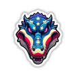 Cartoon of a blue dragon with stars and stripes, titled A Cool American Flag Alligator, available as stickers or digital artwork from Decal Venue.