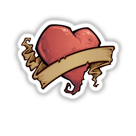 Tattoo Heart sticker featuring a cartoon-style heart with a banner, embodying Decal Venue's unique digital art and sticker collection.