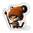 Tiger Gnome with Paintbrush: A cartoon tiger in a hat and overalls, holding a paintbrush. Available as stickers or digital artwork from Decal Venue.