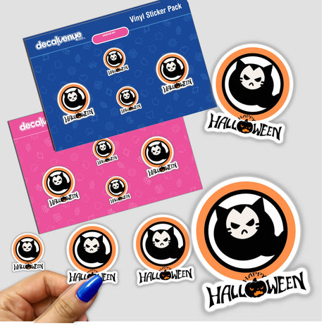 Stickers featuring cat faces, titled Cat Icon Halloween, available as physical stickers or digital artwork.