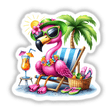 Sassy Flamingo Bird in Beach Chair