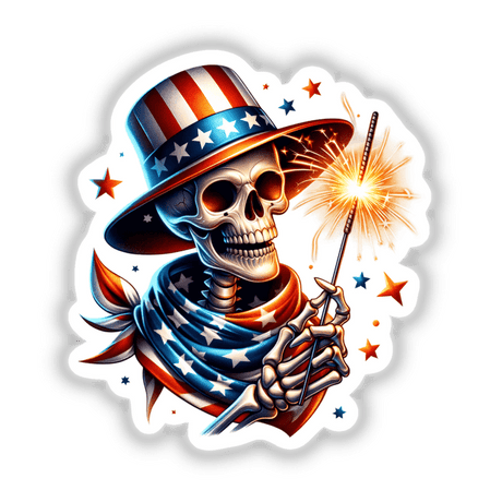 Skeleton Holding Sparkler 4th of July Patriotic