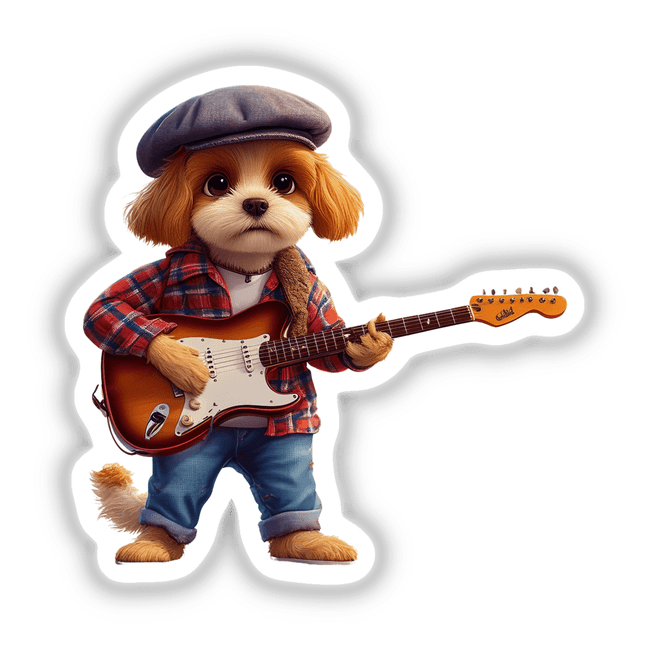 Hipster Dog Playing Guitar