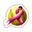 Yellow Softball with Pink Ribbon Breast Cancer: A detailed image of a softball adorned with a pink ribbon, available as stickers or digital artwork at Decal Venue.