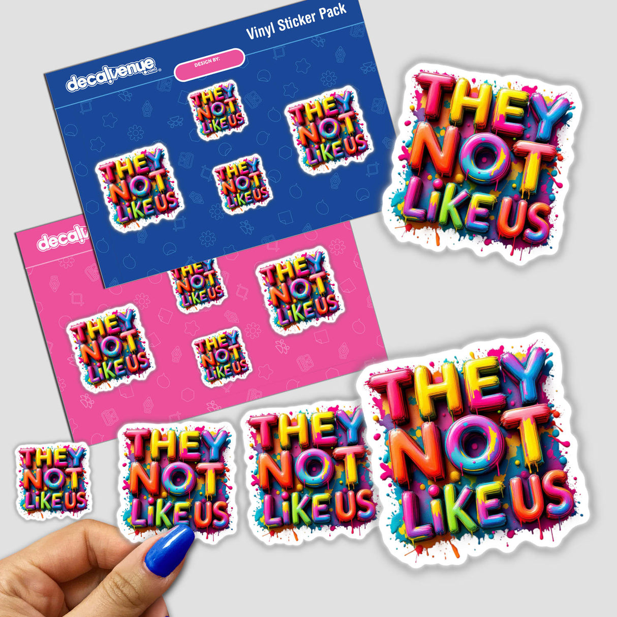 Paint Splash They Not Like Us sticker by DecalVenue, featuring vibrant, playful alphabet designs perfect for DIY projects and crafts, highlighting DecalVenue's unique digital art style.