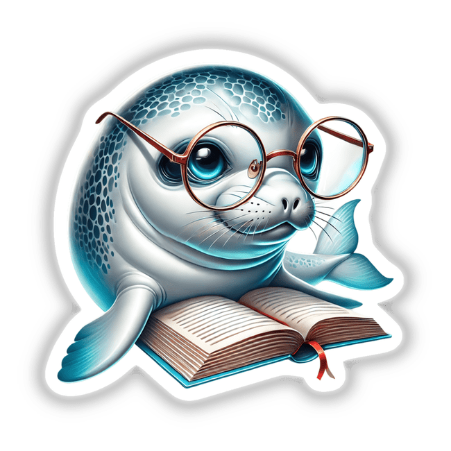 Porpoise With Reading Glasses Open Book