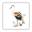 Chinoiserie Crane sticker or digital artwork featuring a stylized bird adorned with intricate floral designs, highlighting unique artistic elements of feathers and beak. Perfect for adding elegance to any space.