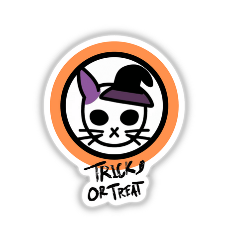 Halloween Cat Bunny Icon featuring a cartoon cat in a hat, available as stickers or digital artwork from Decal Venue.