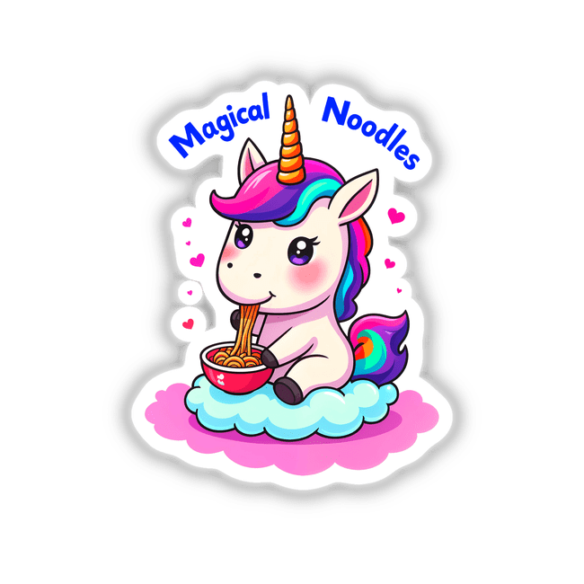 A Cute Unicorn Eating Magical Noodles