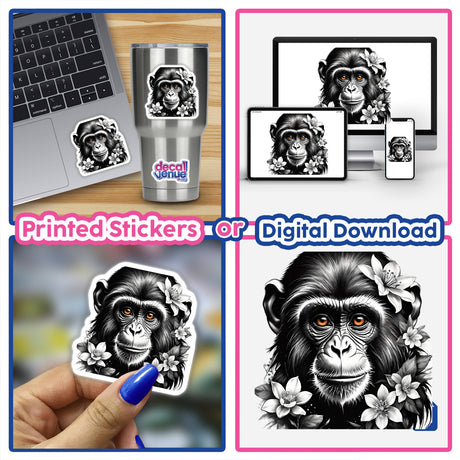 Monkey Portrait Floral Accents PA36