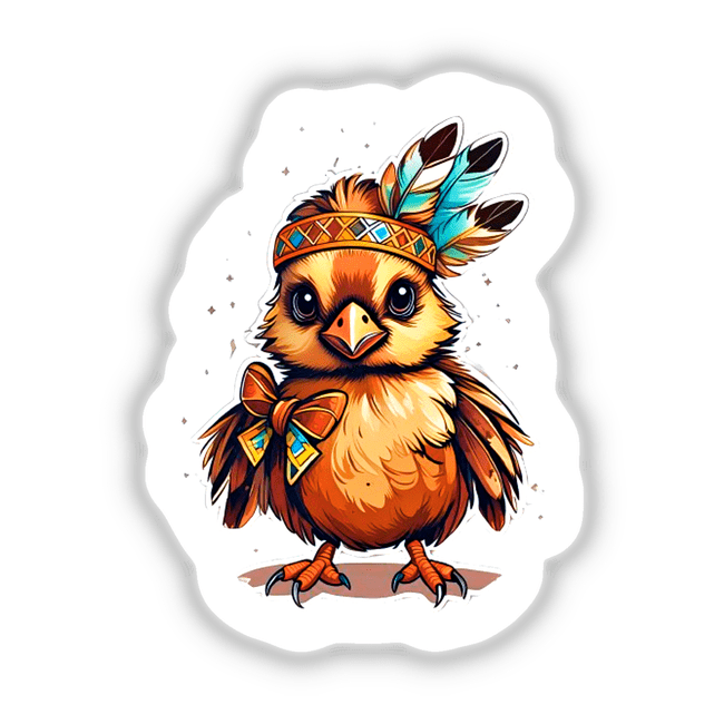 Cartoon bird illustration titled Indian Chick, available as stickers or digital artwork.