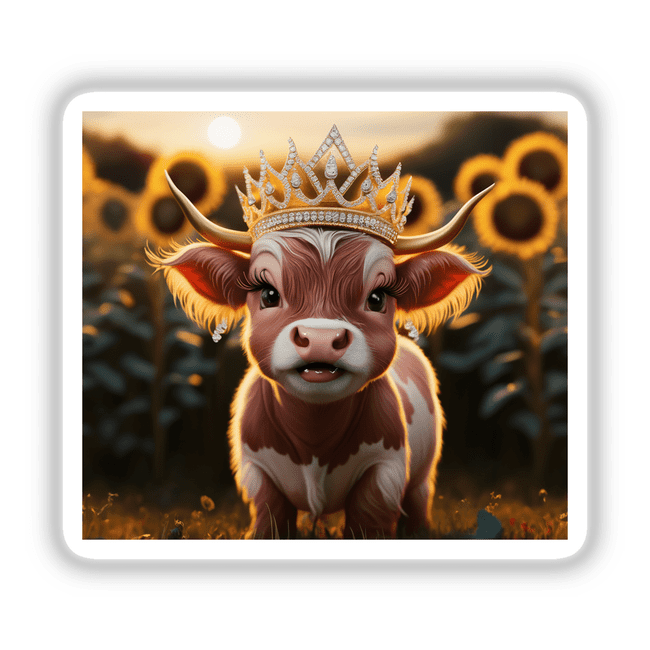 Baby Highland Cow Crown Sunflowers