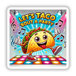 Dancing Taco - Let’s taco ‘bout a party: A lively cartoon taco grooving on a dance floor, perfect as a sticker or digital artwork from Decal Venue's unique collection.