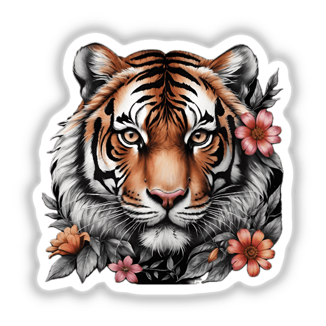 Tiger Portrait Floral Accents PA33