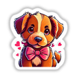 Cartoon dog with bow tie, titled Puppy, available as stickers or digital artwork from Decal Venue.