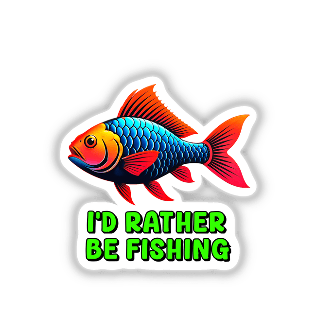 I'd Rather Be Fishing sticker or digital artwork featuring a stylized fish graphic, embodying Decal Venue's unique design ethos. Perfect for fishing enthusiasts seeking distinctive vinyl art.