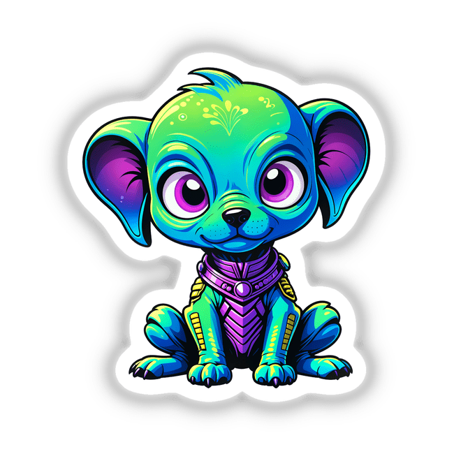 Cute Puppy From Outer Space: A cartoon of a whimsical dog in a space suit, available as stickers or digital artwork from Decal Venue, showcasing unique and imaginative designs.