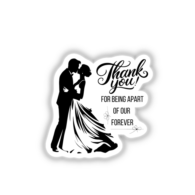 Silhouette of a couple dancing with Wedding Thank You text, available as stickers or digital artwork from Decal Venue, specializing in unique designs.