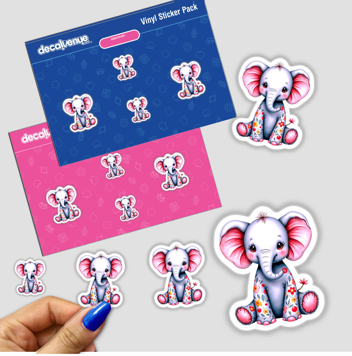 A Cute Elephant With Flowers sticker, featuring a cartoon elephant adorned with flowers, available as a sticker or digital artwork. Ideal for personalizing items with charming, whimsical designs.