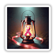 Hope’s Lantern - Pink Ribbon Illuminating a Dark Path: A lantern adorned with a pink ribbon, symbolizing hope, perfect as a sticker or digital artwork from Decal Venue.