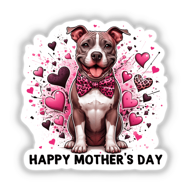 Mothers Day Leopard Hearts Pitbull Dog