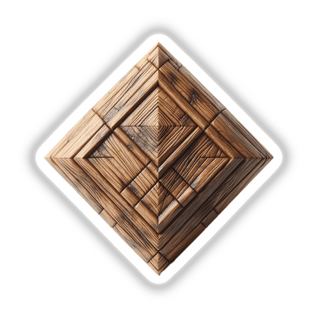 Carved Wood Diamond design, showcasing intricate wood carvings, available as stickers or digital artwork from Decal Venue.