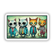 Crazy Cool Cats in Suits illustration featuring cartoon cats dressed in suits and ties, available as stickers or digital artwork from Decal Venue.