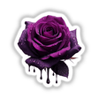 Gothic Dripping Purple Rose, a detailed close-up of a purple rose with water droplets, available as vinyl stickers or digital artwork.