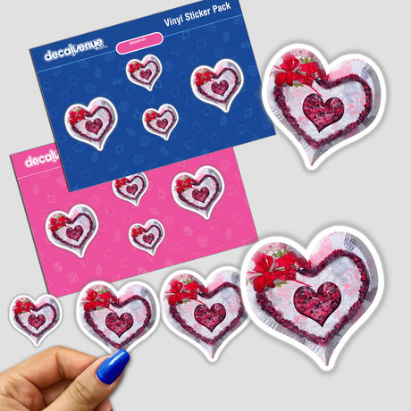 a hand holding a blue marker next to several heart shaped stickers