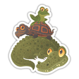 Swamp Squad sticker pack featuring cartoon reptiles with a big-eyed frog on top, ideal for fans of unique, playful illustrations from Decal Venue.