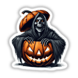 Spooky Grim Reaper Halloween Pumpkin Digital Artwork