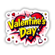 Valentine's Day Love Heart stickers feature cartoon hearts with playful text and arrows, available as unique stickers or digital art from Decal Venue.