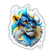 Colorful Lion Head illustration featuring a vibrant mane, available as stickers or digital artwork from Decal Venue, showcasing unique animal-themed designs.