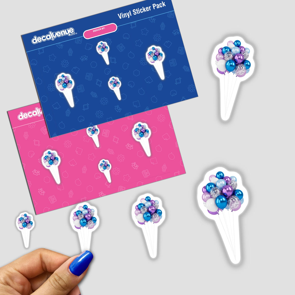 Colorful bunch of balloons tied with white string - Available as stickers or digital download format from Decal Venue store.