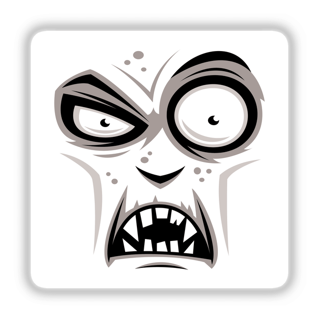 Nosferatu Vampire Face sticker features a cartoonish vampire with sharp teeth and intense eyes, capturing an exaggerated, menacing expression. Ideal for Halloween-themed decor or spooky collections.