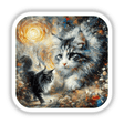 Maine Coon Kitty 2: A painting depicting two cats, including a cat with a kitten, ideal as stickers or digital artwork from Decal Venue's unique collection.