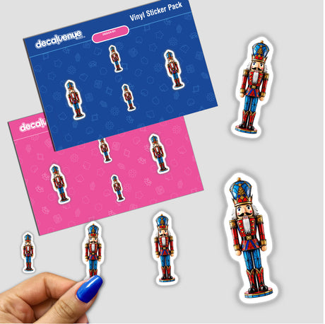 Nutcracker Soldier Stained Glass Style stickers featuring whimsical nutcracker characters, including a mustached soldier and crowned figure. Available as unique decals or digital artwork from Decal Venue.